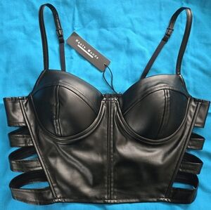 Haute Monde Black Strappy Crop Top